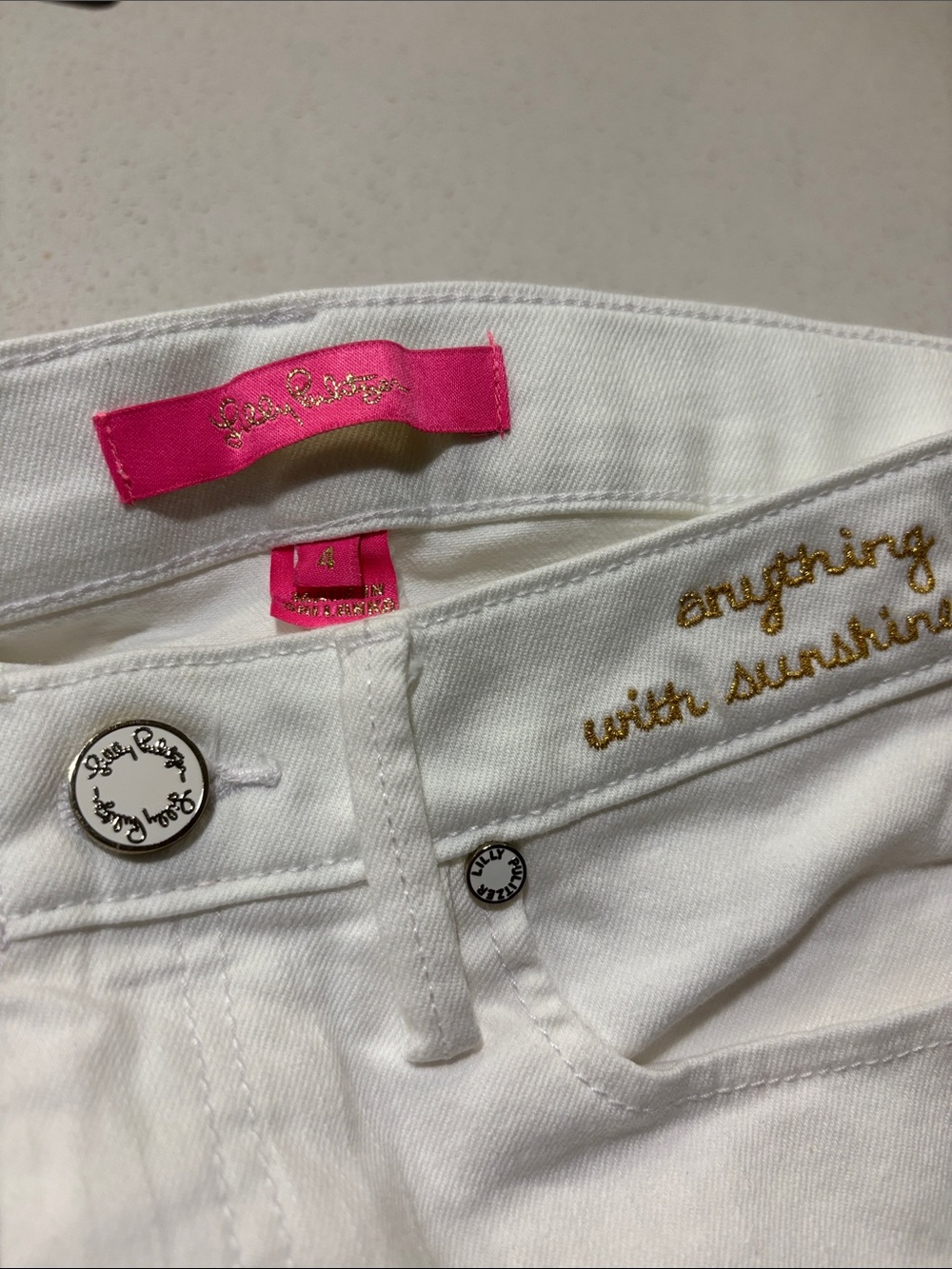 Lilly Pulitzer White Embroidered High-Rise Jeans - Size 4